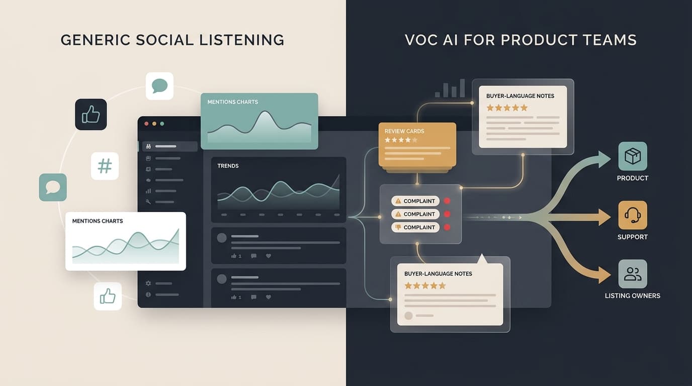 VOC AI vs Generic Social Listening for Product Teams