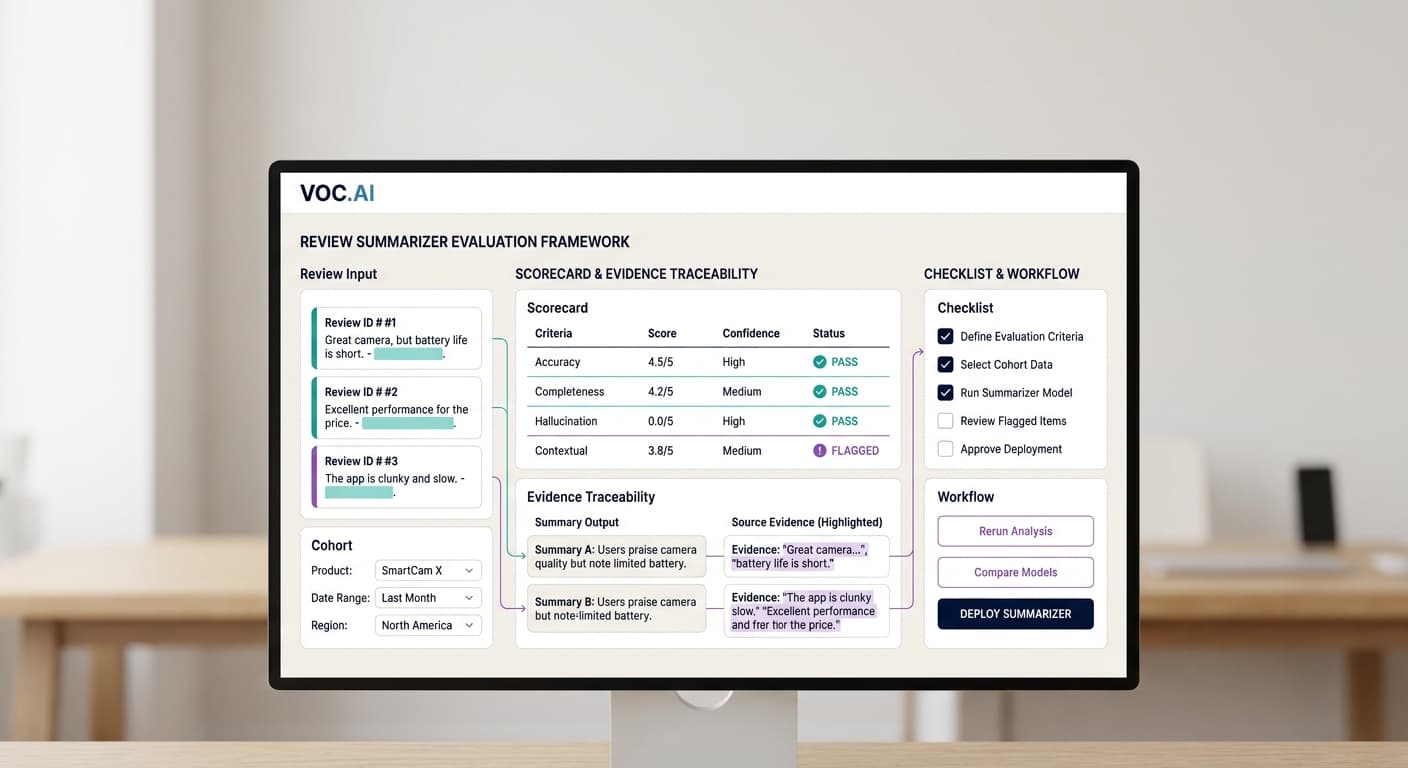 Review Summarizer Tools: An Evaluation Framework for Customer Feedback Teams