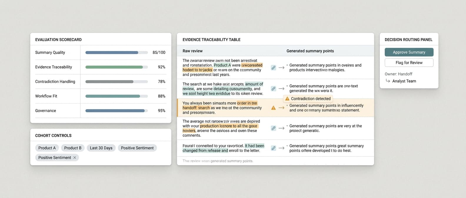 Review Summarizer Tools: An Evaluation Framework for Customer Feedback Teams